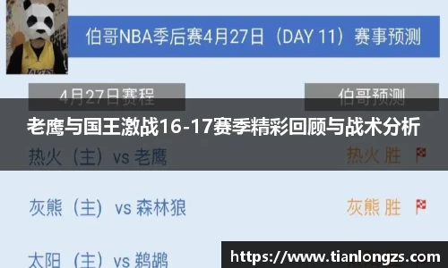 老鹰与国王激战16-17赛季精彩回顾与战术分析