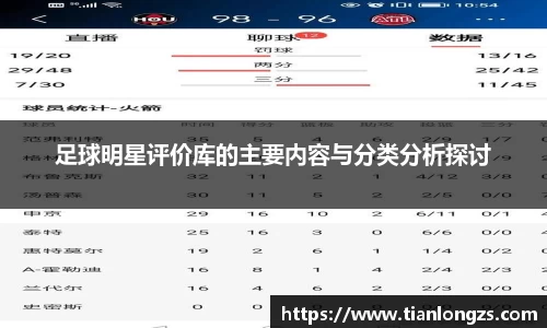 足球明星评价库的主要内容与分类分析探讨